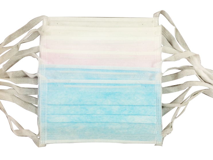 多色优质无纺布结带口罩 三层过滤口罩